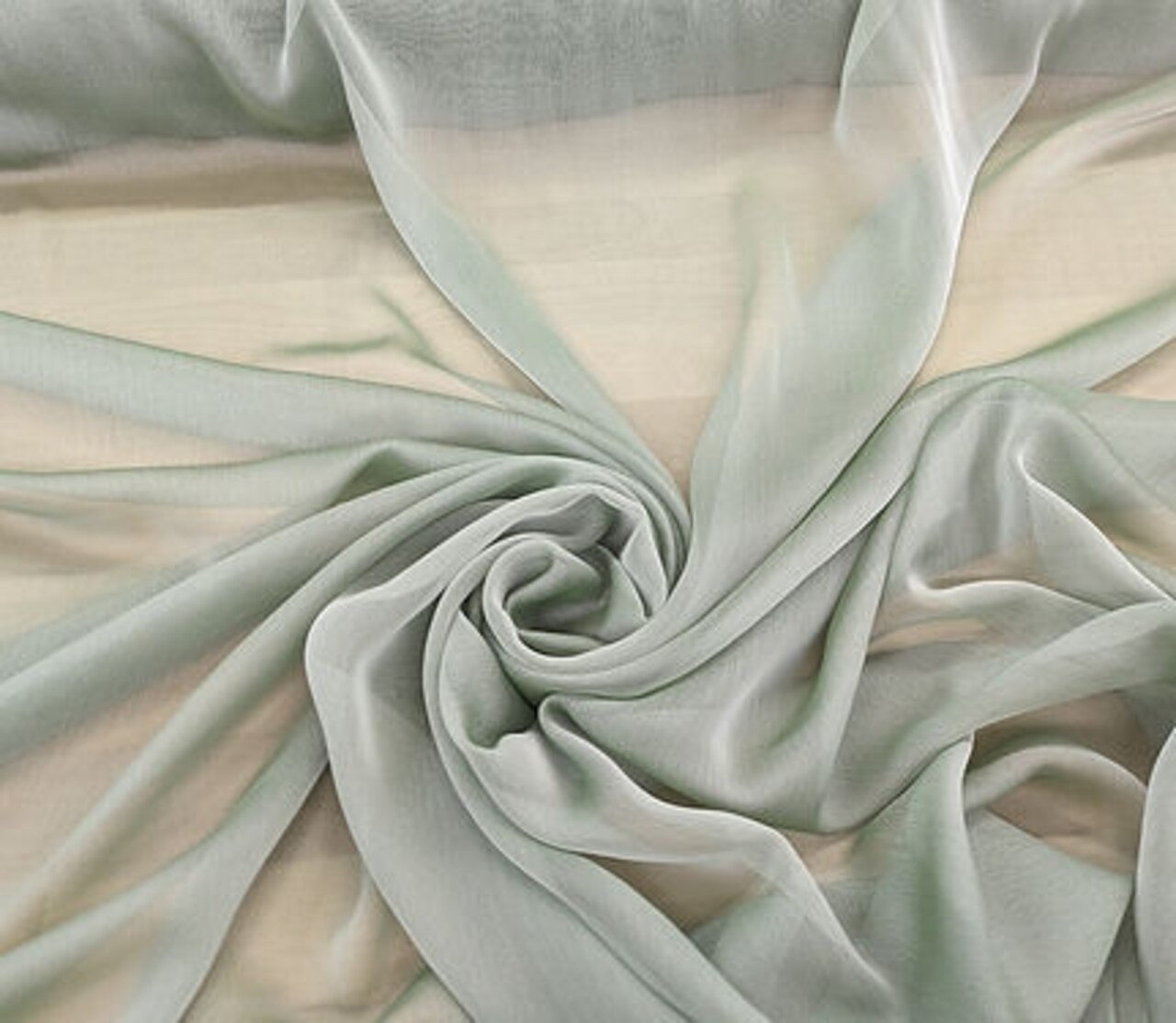 1 Yard Sage Green Two Tone Chiffon Fabric Lightweight Sheer Polyester, 58/59" Wide with Soft Drape